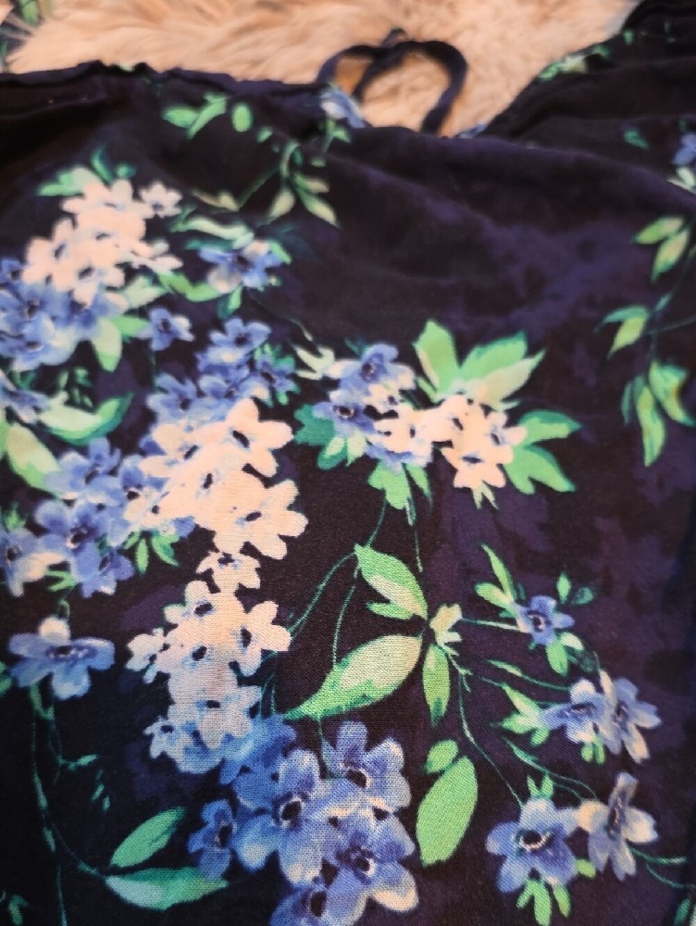 The Children's Place Navy Floral Off-Shoulder Romper with Blue & Green Flowers - Picture 4 of 5